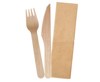 Wooden Cutlery Fork Knife Napkin Combo